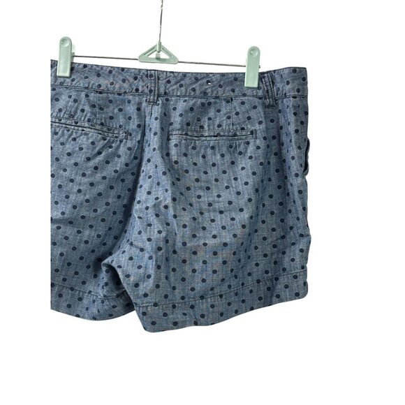Old Navy Womens Blue Chambray Shorts Cotton Navy Polka Dots Pockets Size 10 - Picture 6 of 8